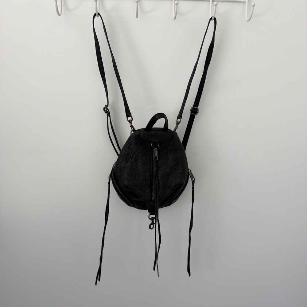 Rebecca Minkoff Julian Backpack Women Medium Black NWOT Pebbled Leather Tassel